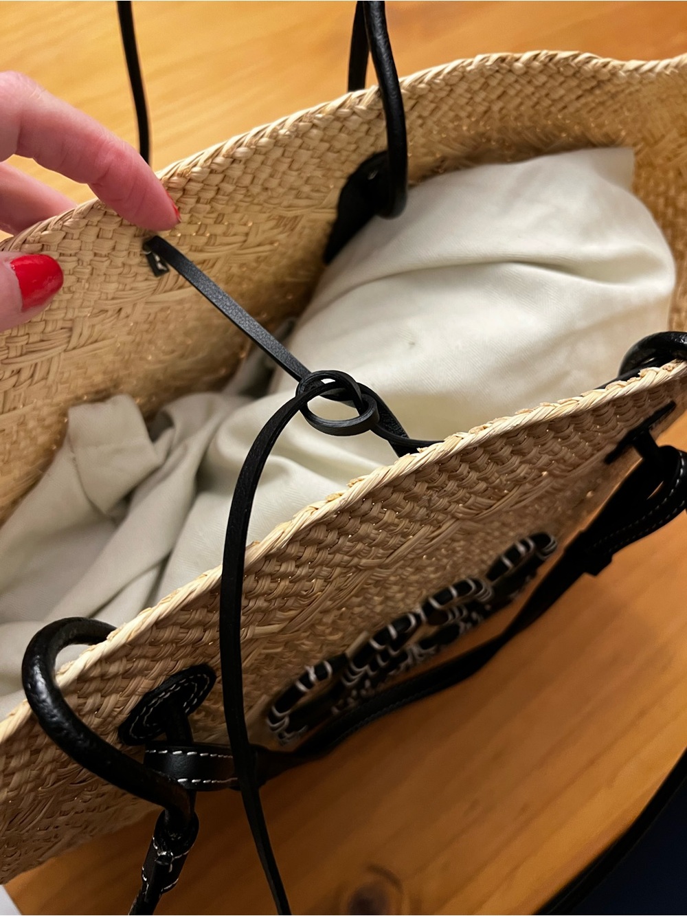 Loewe medium Anagram palm and black leather basket Tote Bag with COA - Picture 4 of 13